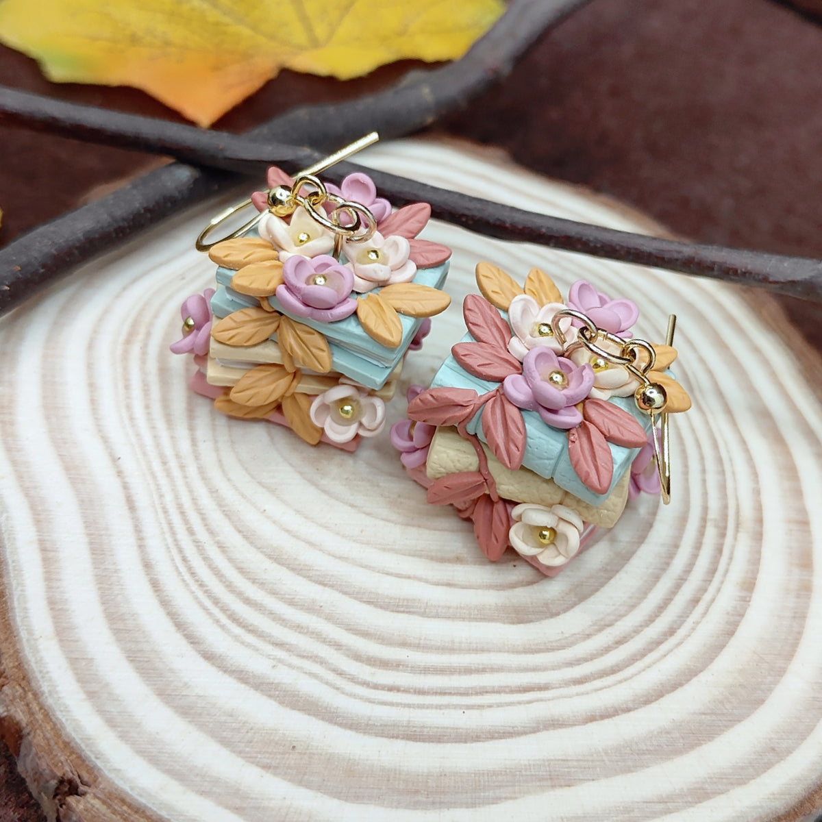 Magical Autumn Breeze Bookstack Earrings