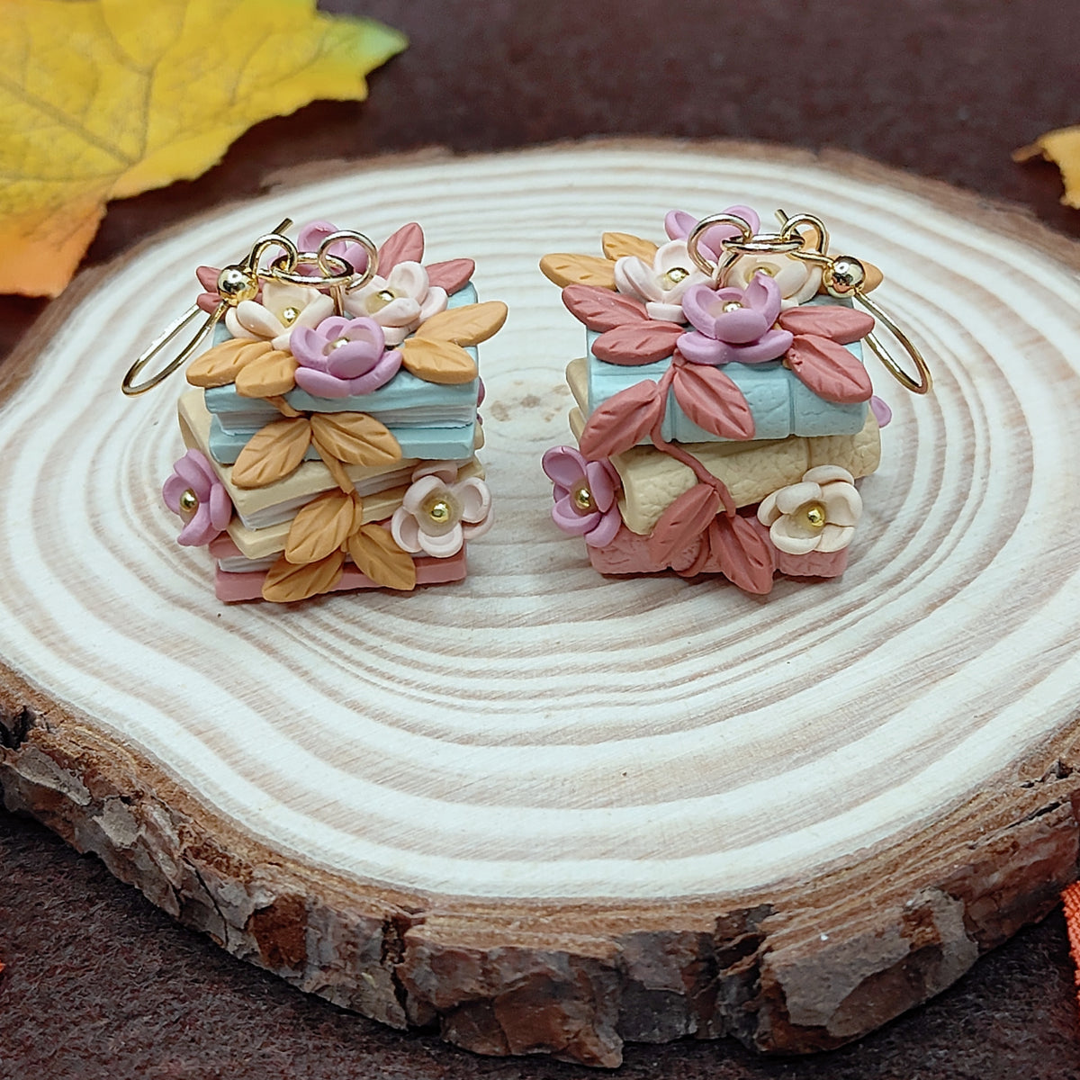 Magical Autumn Breeze Bookstack Earrings