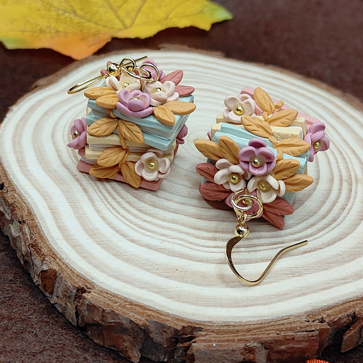 Magical Autumn Breeze Bookstack Earrings