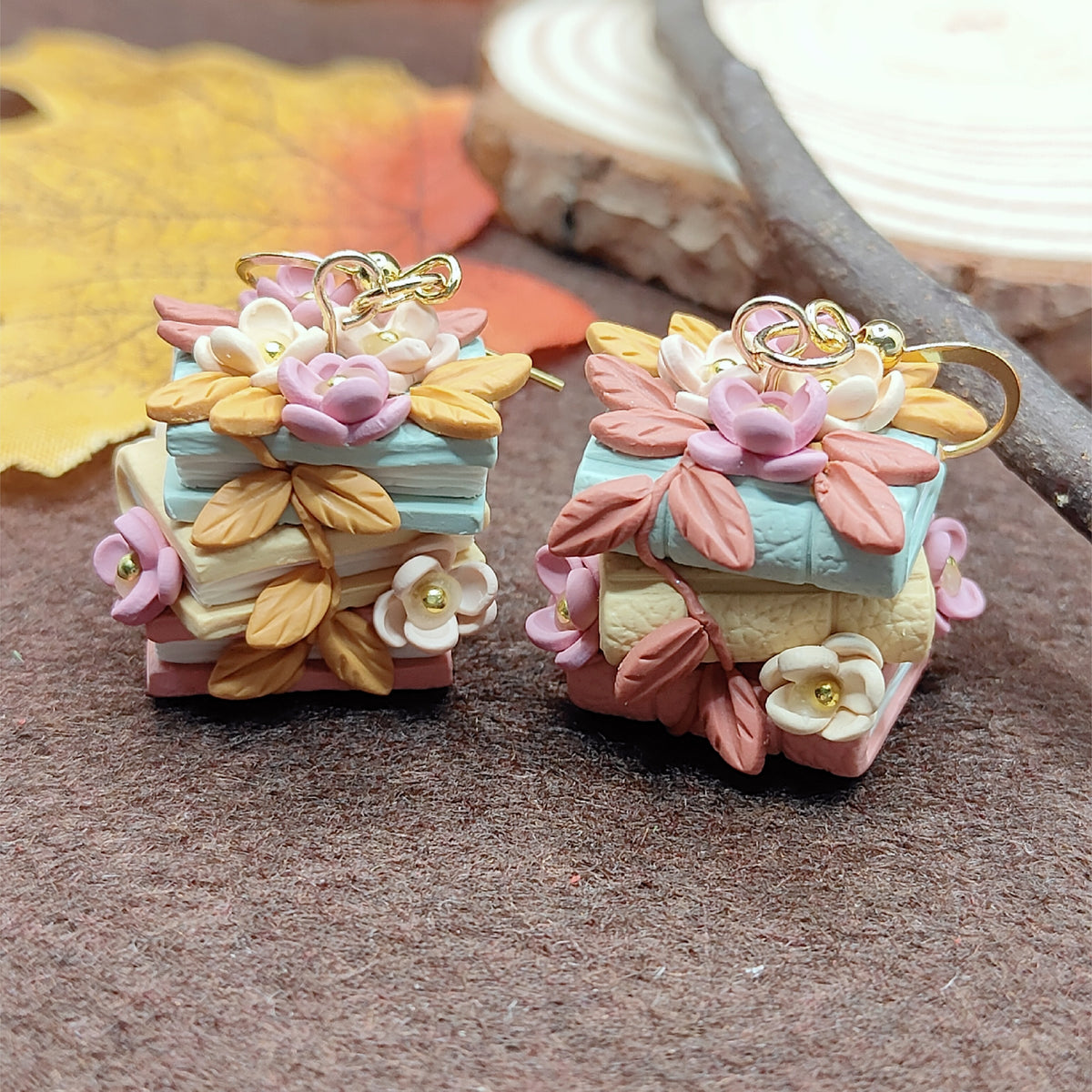 Magical Autumn Breeze Bookstack Earrings