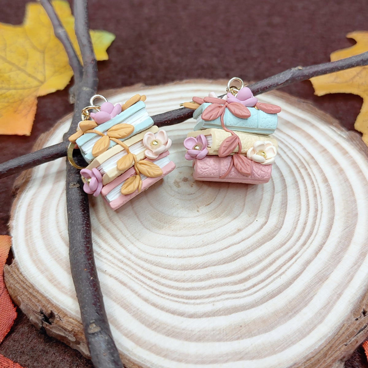 Magical Autumn Breeze Bookstack Earrings