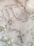 Our Lady of Grace Aquamarine & Rose Quartz Rosary