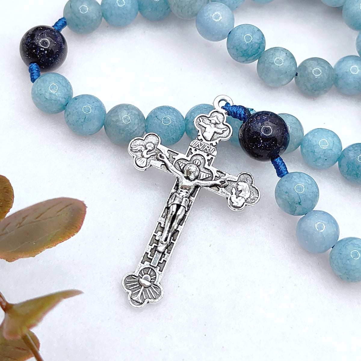 Holy Chalice Eucharistic Aquamarine Rosary