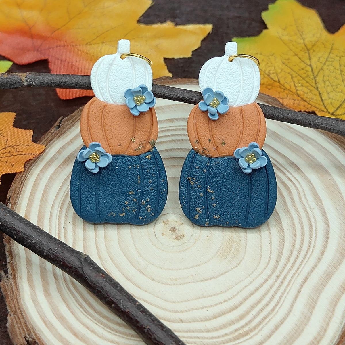 Enchanted Stacked Pumpkins Earrings