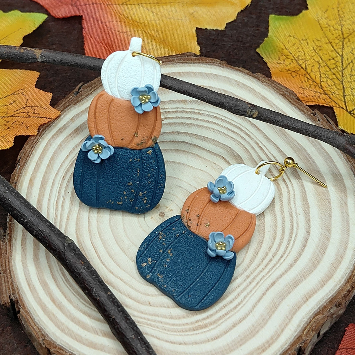 Enchanted Stacked Pumpkins Earrings