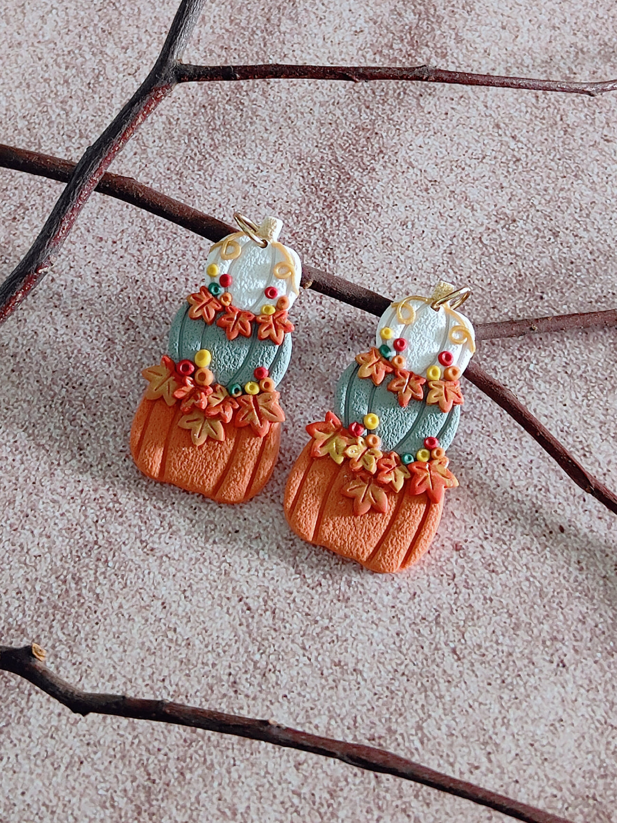 Autumn Foliage Pumpkin Earrings