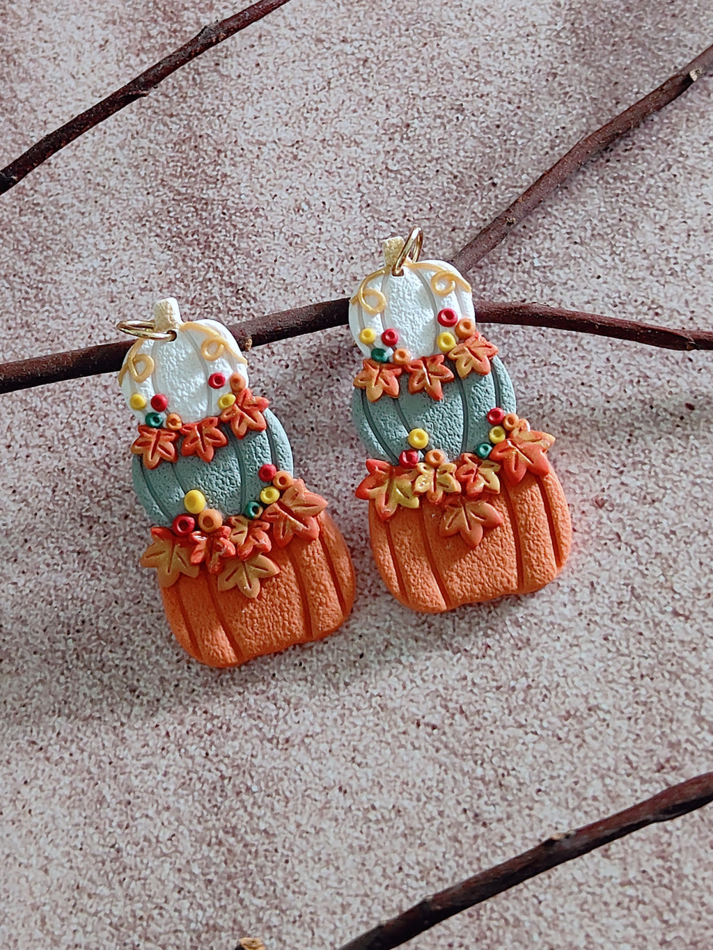 Autumn Foliage Pumpkin Earrings