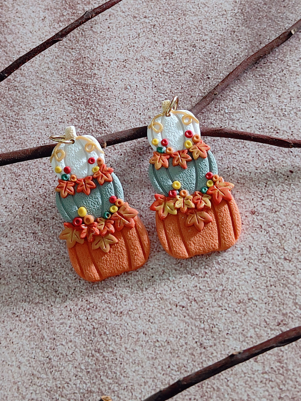 Autumn Foliage Pumpkin Earrings