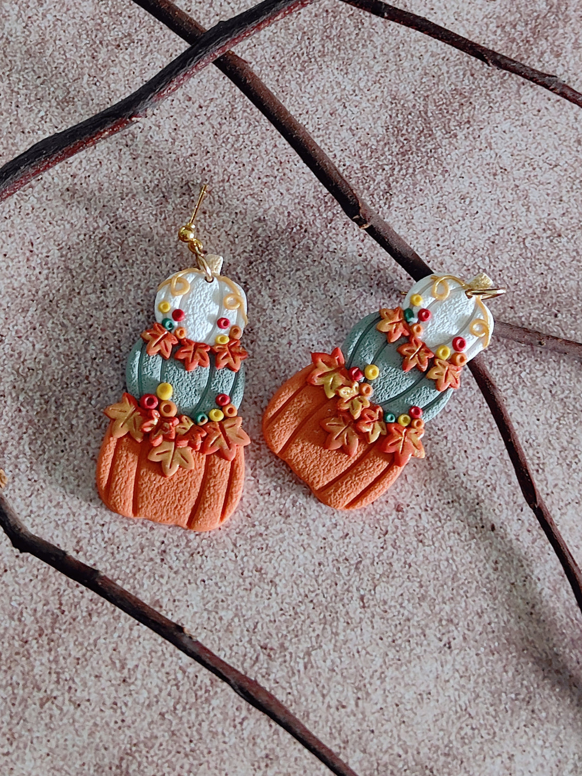 Autumn Foliage Pumpkin Earrings
