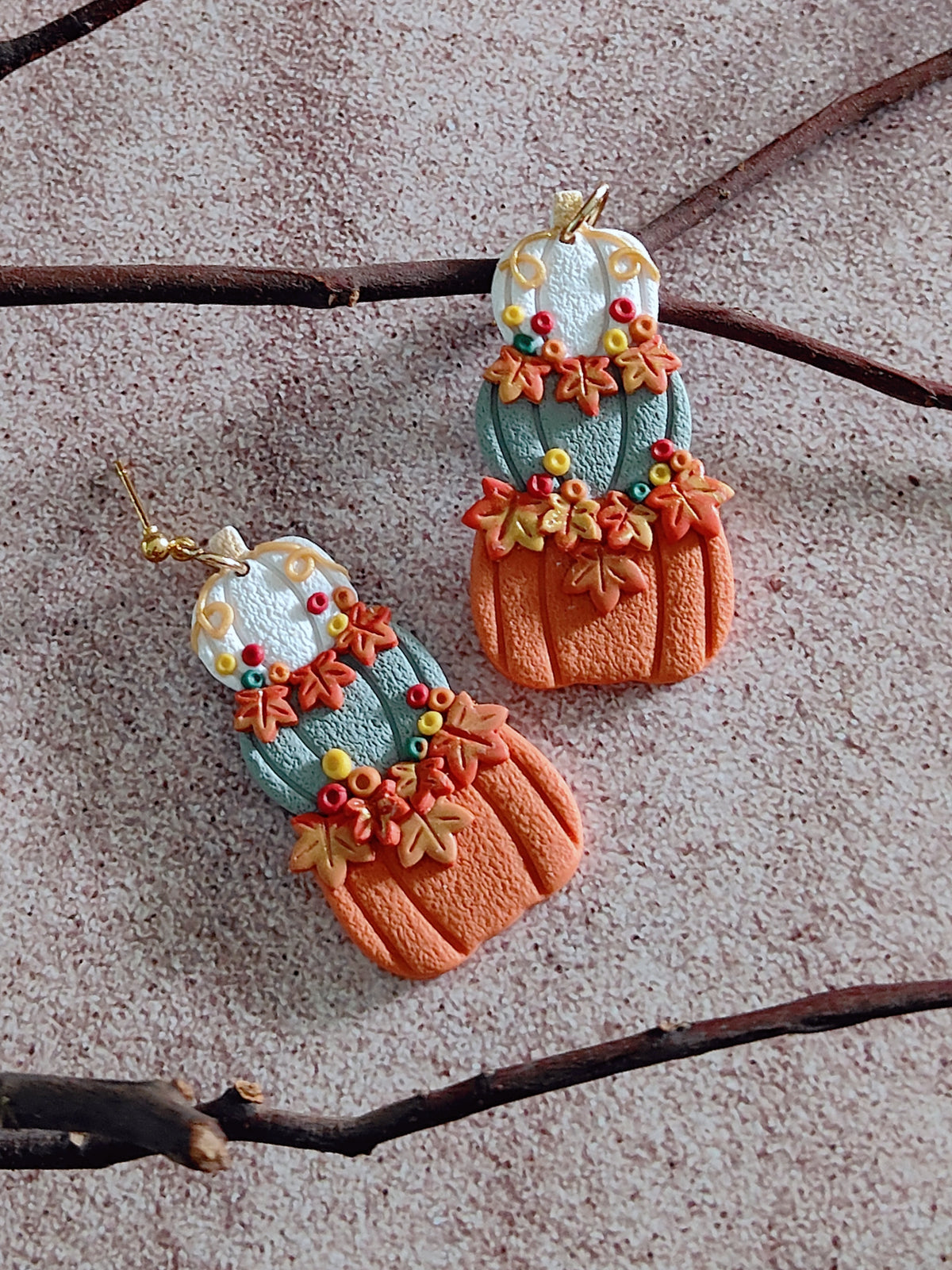 Autumn Foliage Pumpkin Earrings