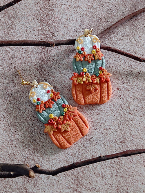 Autumn Foliage Pumpkin Earrings