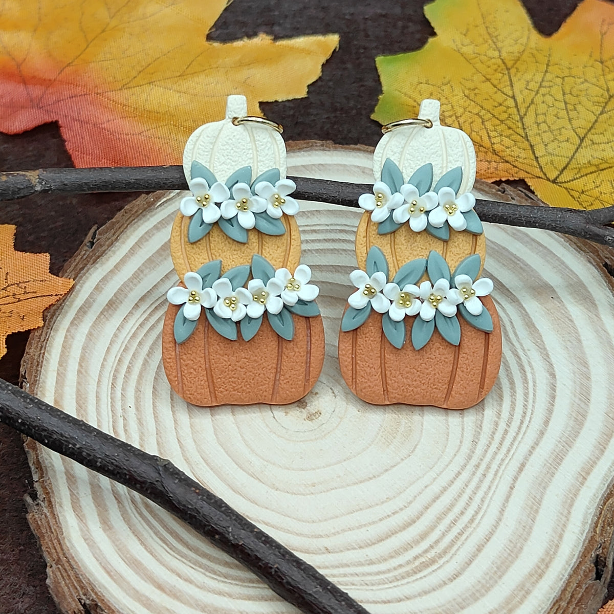 Botanical Pumpkin Stack Dangles