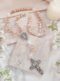 Our Lady of Grace Beige Shell Pearl Rosary