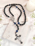 Miraculous Medal Black Ebony Wood & Lapis Lazuli Rosary