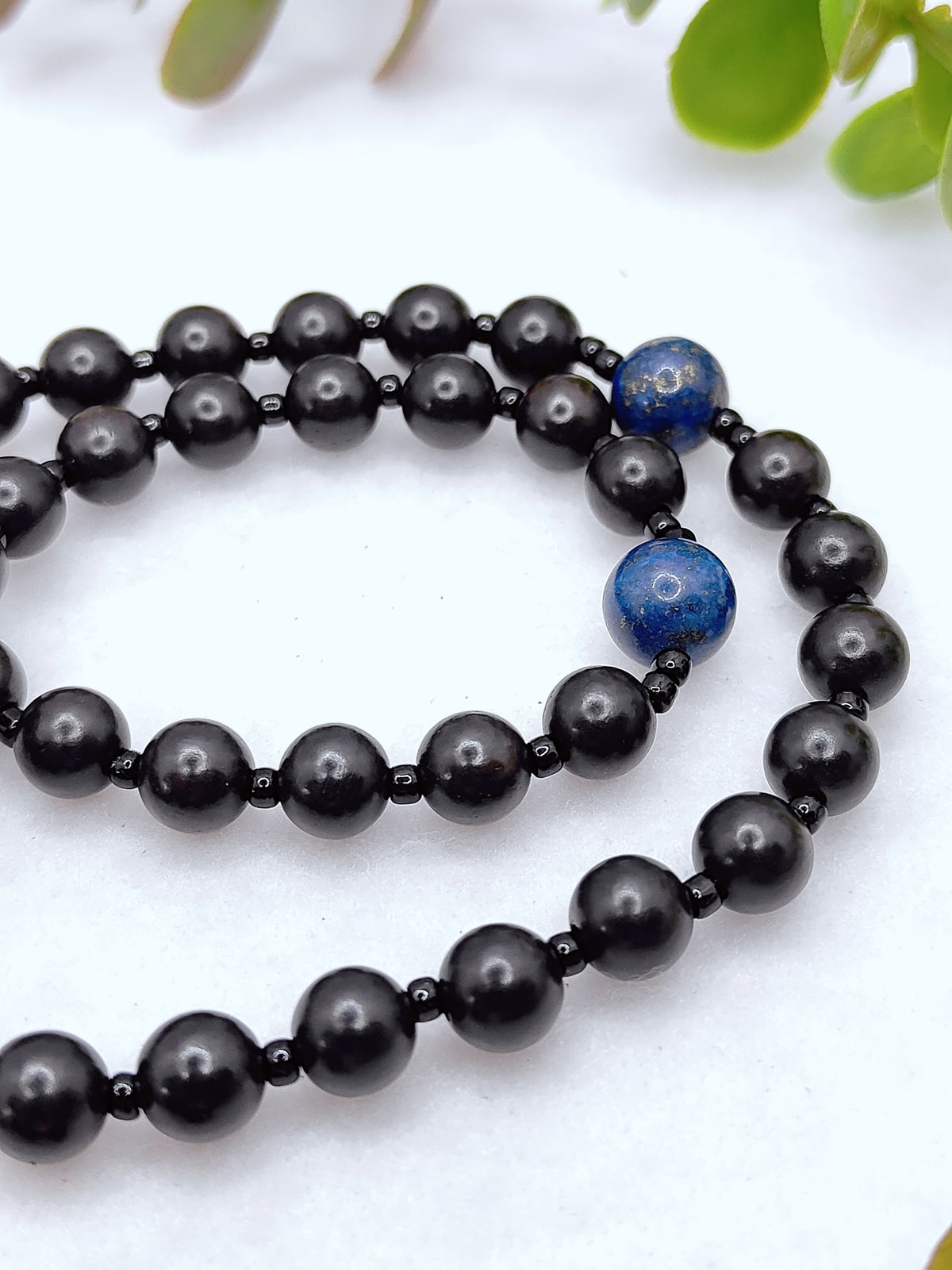 Miraculous Medal Black Ebony Wood & Lapis Lazuli Rosary
