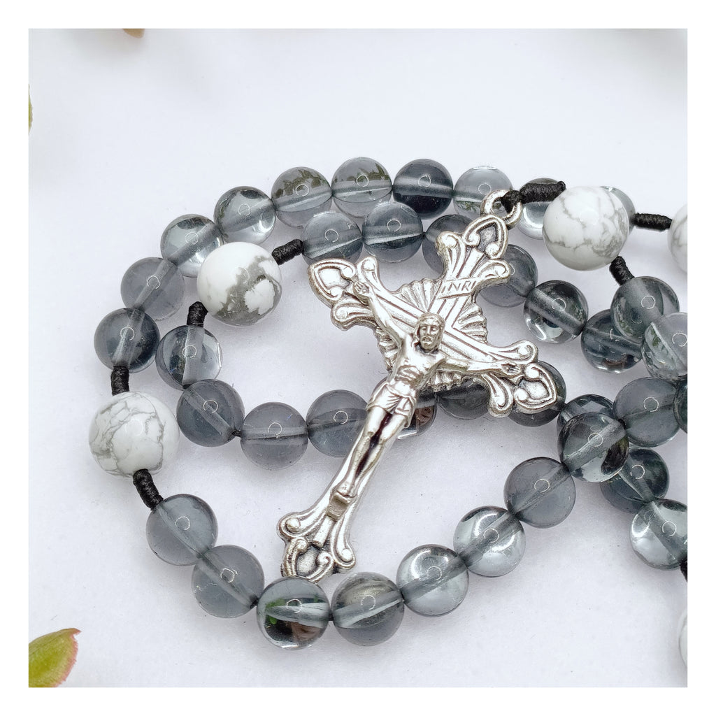 Midnight Peace Glass & Howlite Rosary