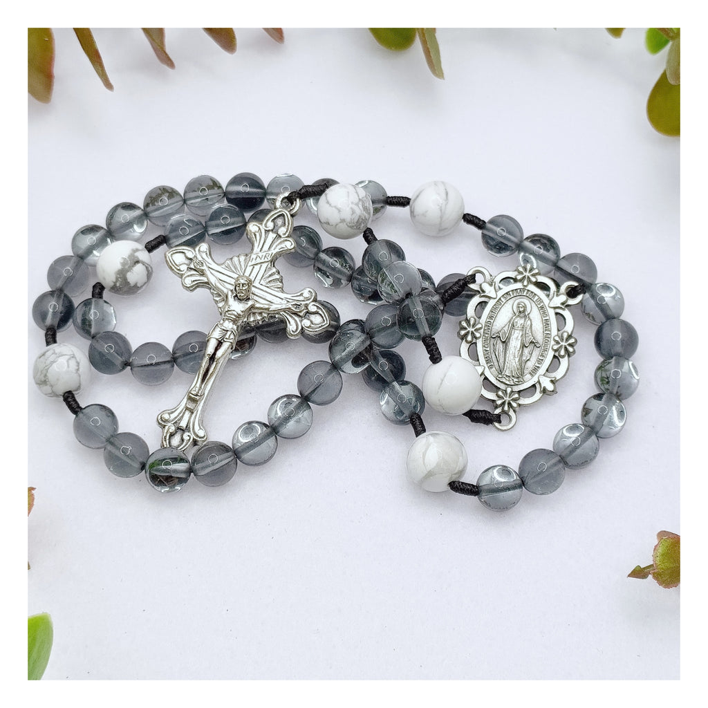 Midnight Peace Glass & Howlite Rosary