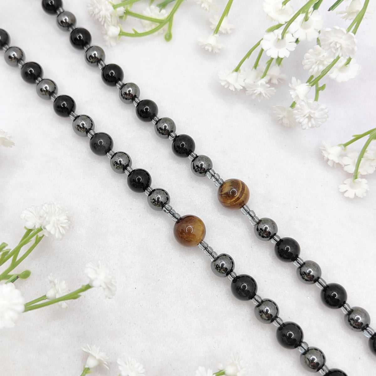 Hope & Protection Obsidian Hematite & Tiger Eye Rosary