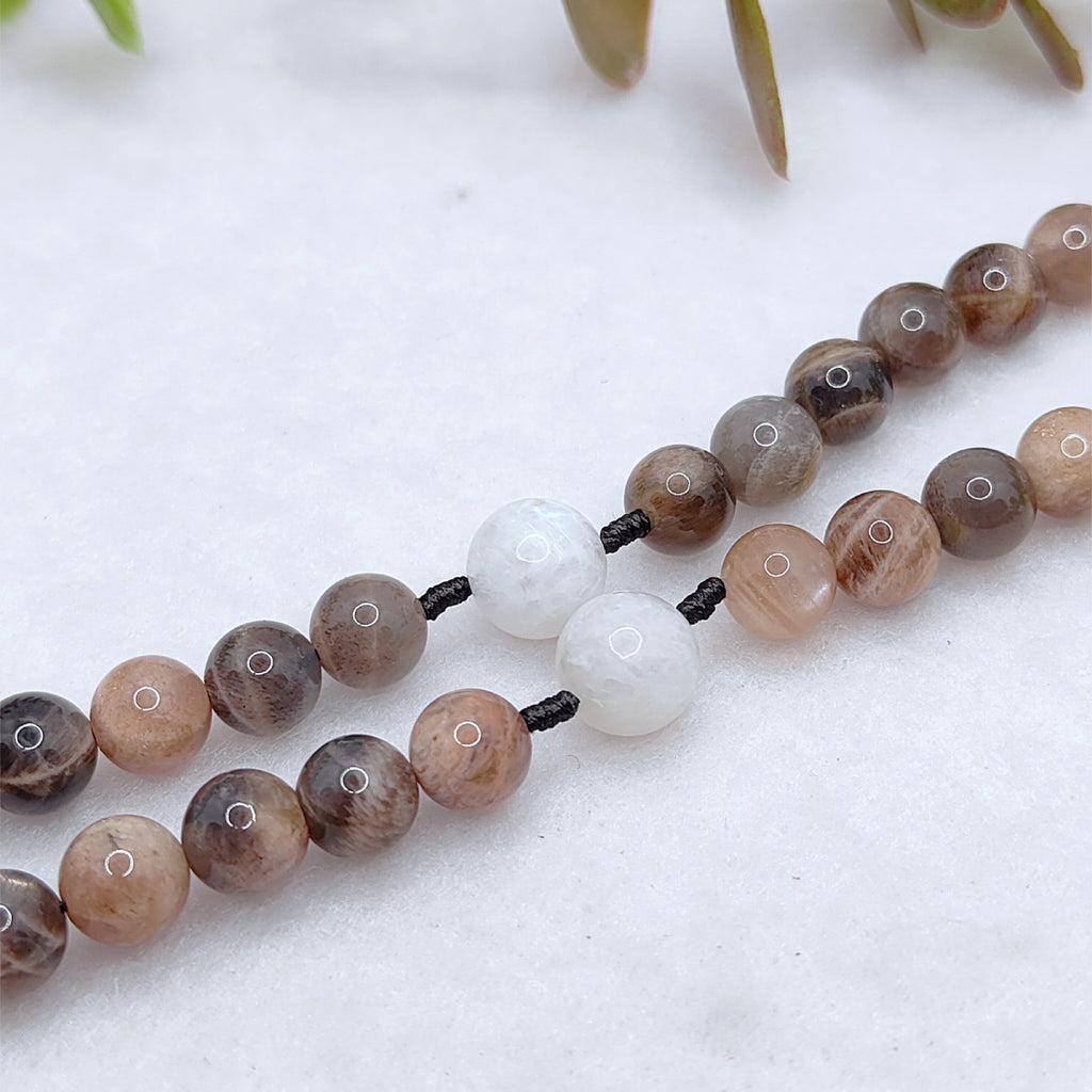Our Lady of Grace Black Sunstone & White Moonstone Rosary