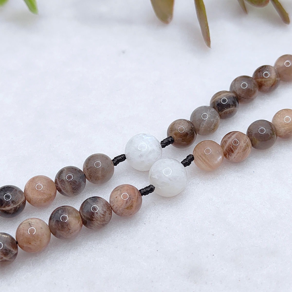 Our Lady of Grace Black Sunstone & White Moonstone Rosary