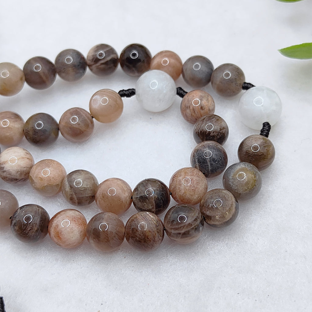 Our Lady of Grace Black Sunstone & White Moonstone Rosary
