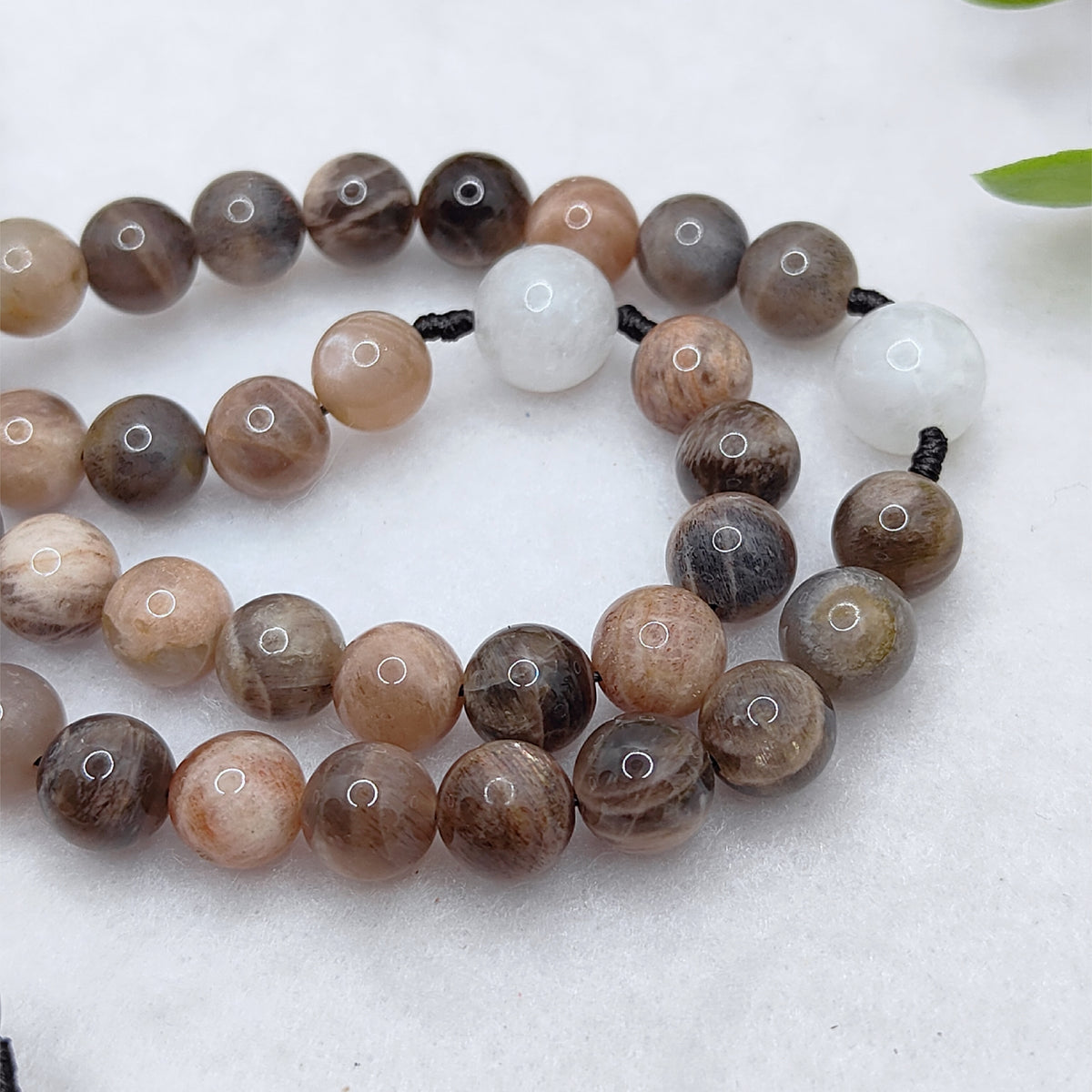 Our Lady of Grace Black Sunstone & White Moonstone Rosary