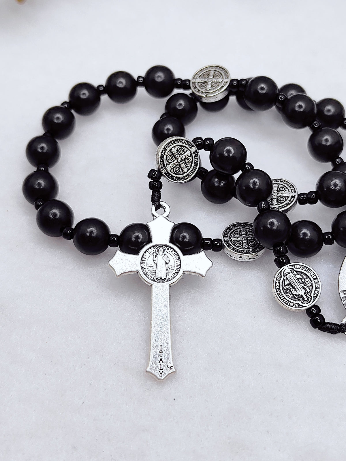 St Benedict Black Ebony Wood Spiritual Protection Rosary