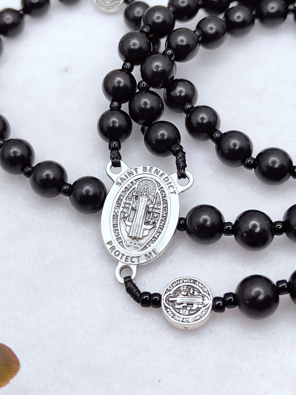 St Benedict Black Ebony Wood Spiritual Protection Rosary