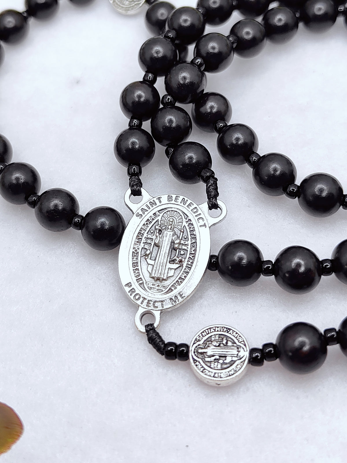 St Benedict Black Ebony Wood Spiritual Protection Rosary