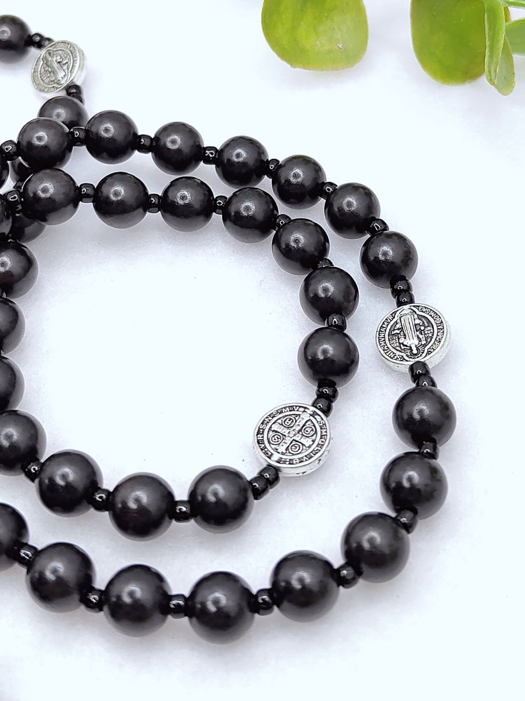 St Benedict Black Ebony Wood Spiritual Protection Rosary