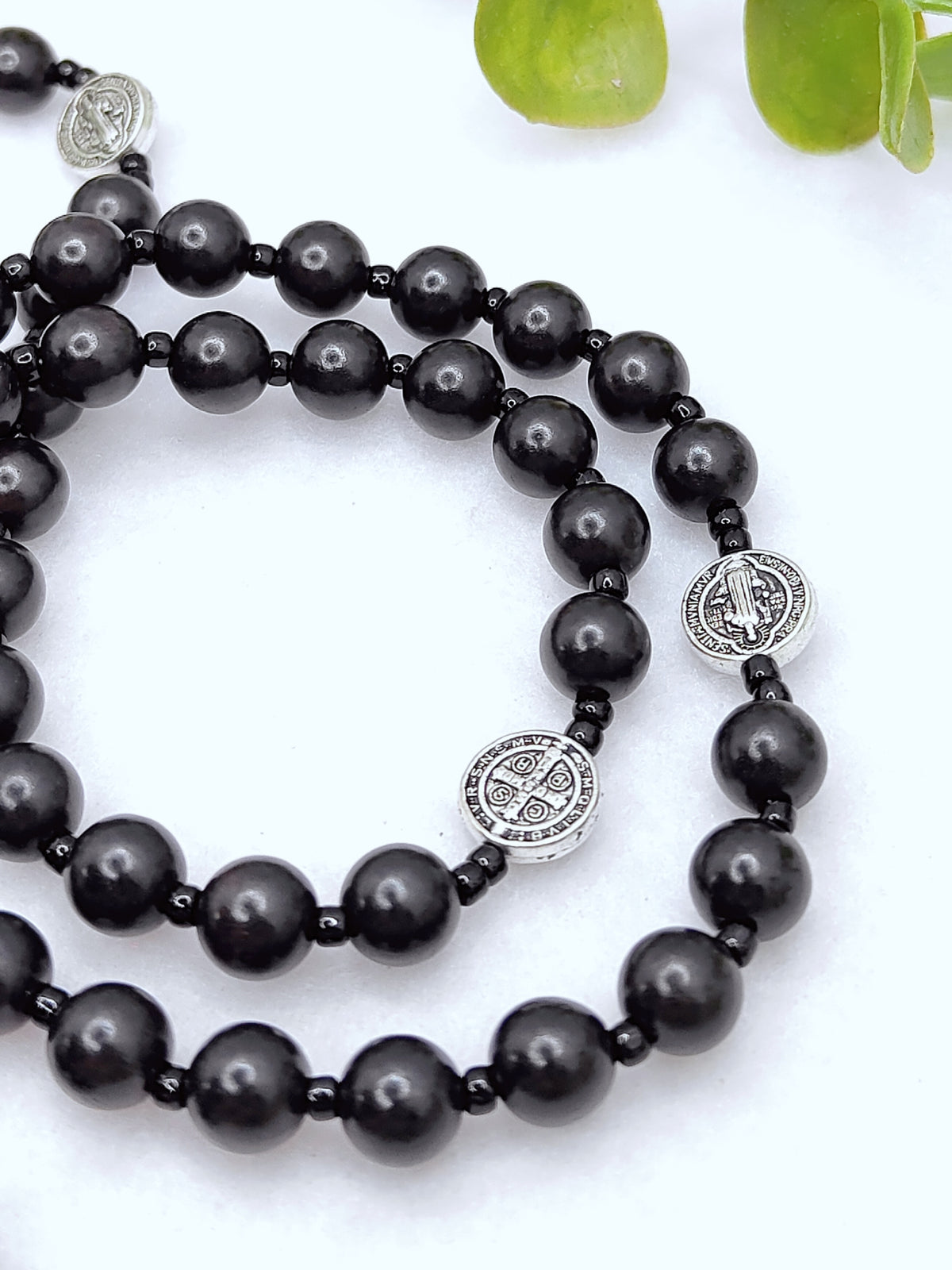 St Benedict Black Ebony Wood Spiritual Protection Rosary
