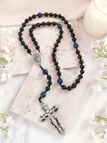St Joseph Black Ebony Wood with Lapis Lazuli Rosary