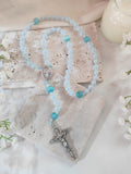Our Lady of Grace Serenity Blue Glass Rosary