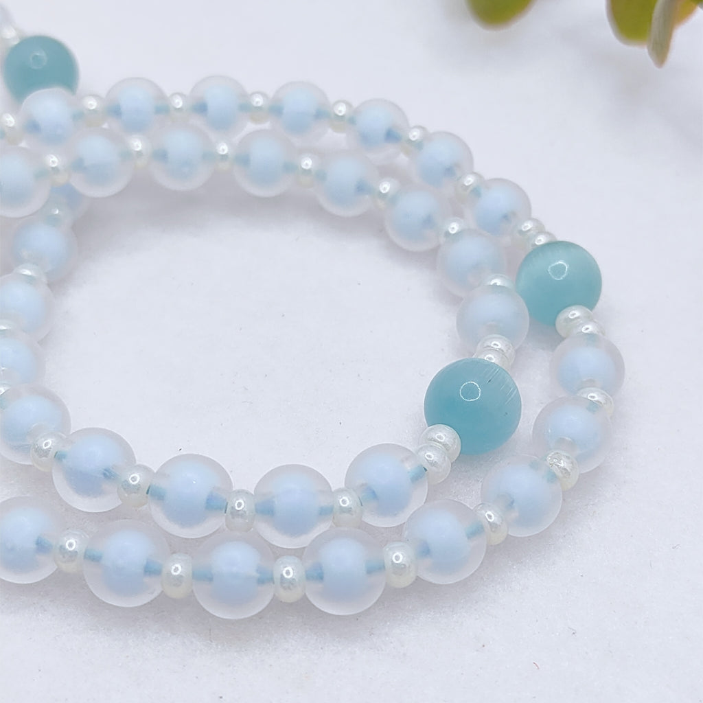 Our Lady of Grace Serenity Blue Glass Rosary