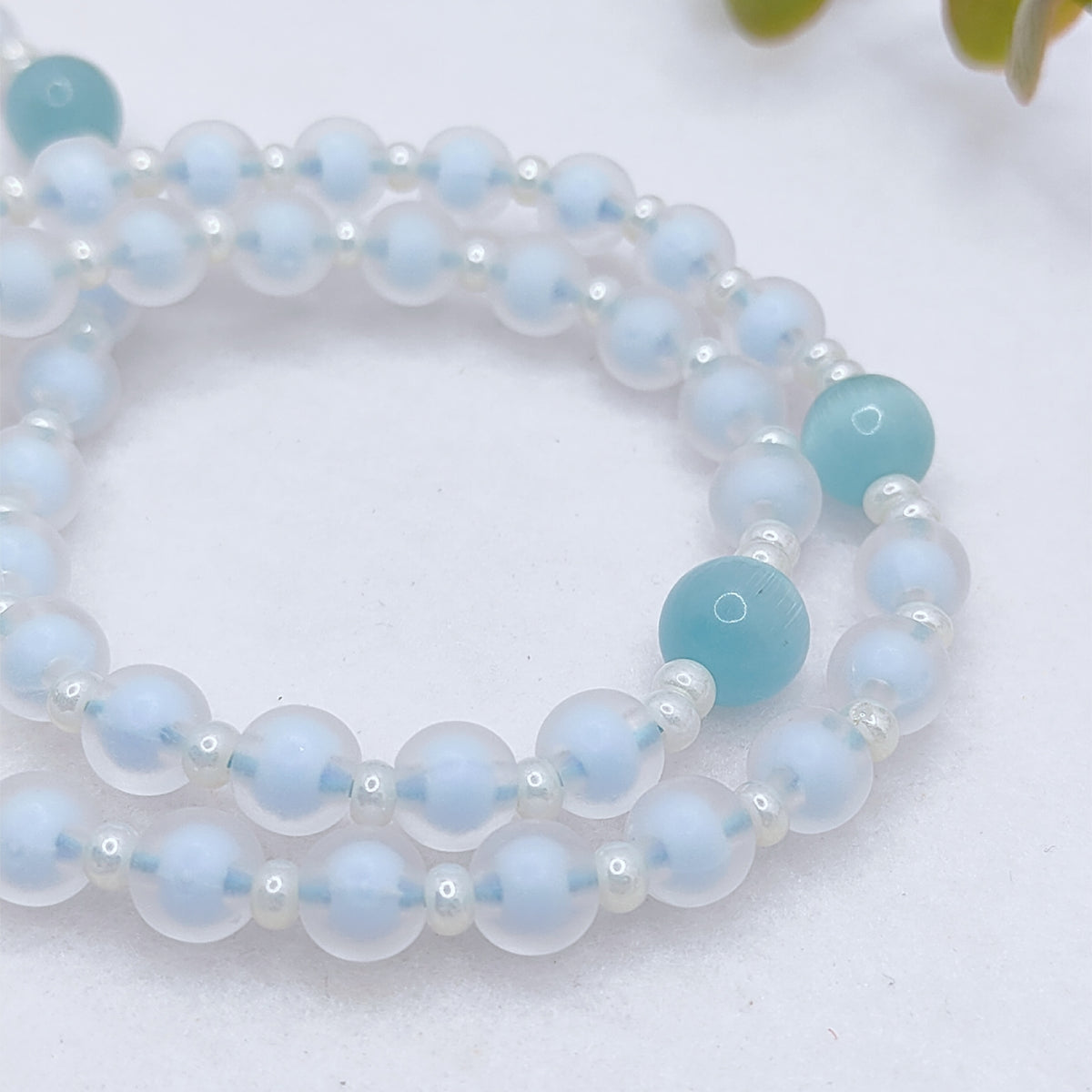 Our Lady of Grace Serenity Blue Glass Rosary