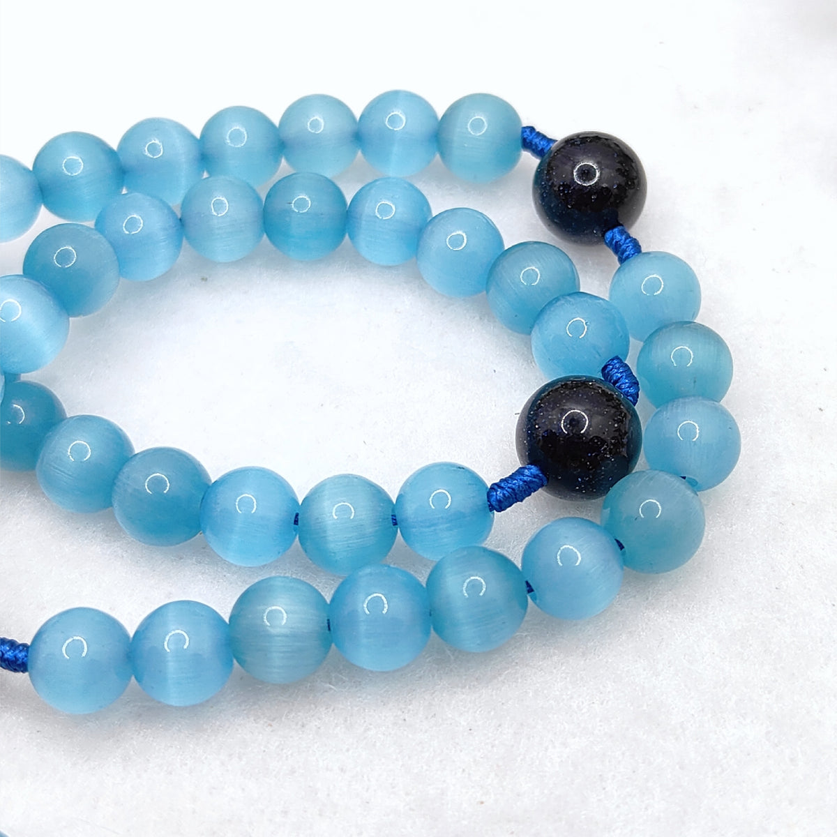Our Lady of Lourdes Blue Cat Eye Rosary