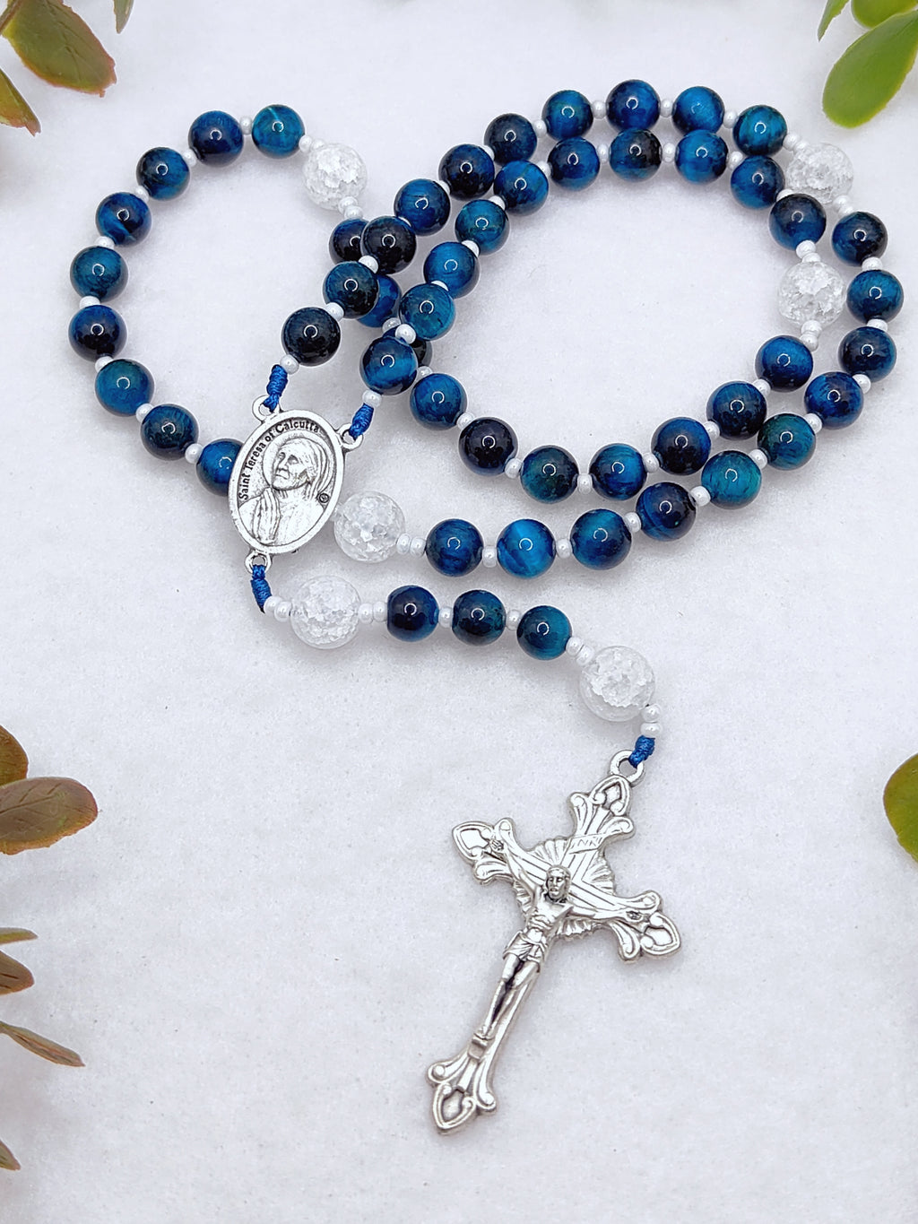 St Teresa of Calcutta Mission of Love Tiger Eye Rosary