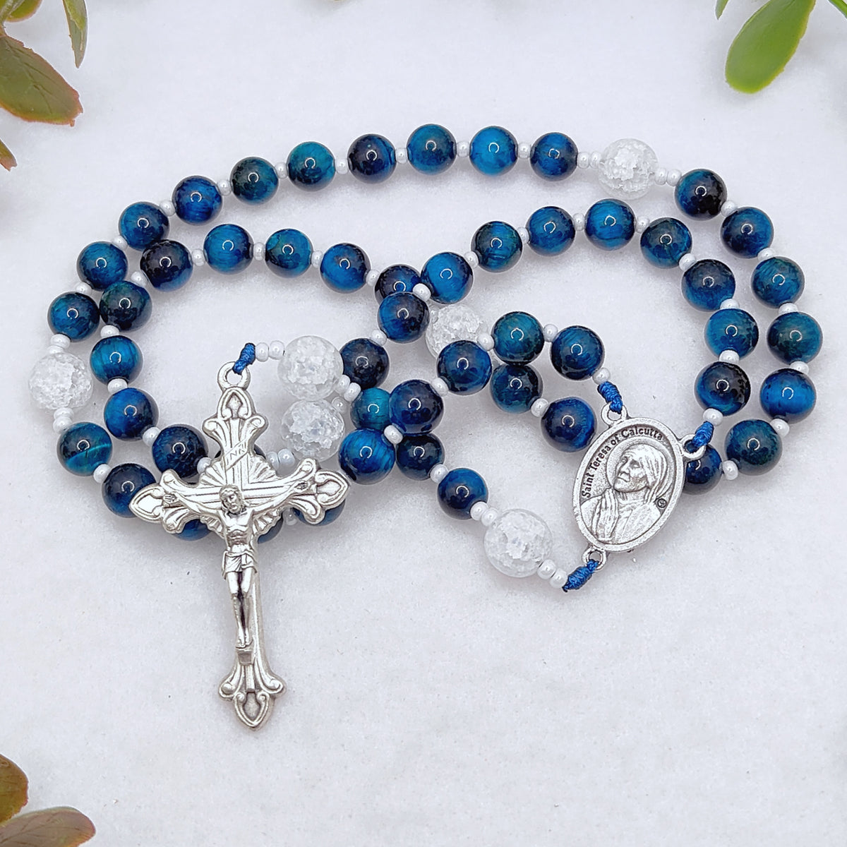 St Teresa of Calcutta Mission of Love Tiger Eye Rosary