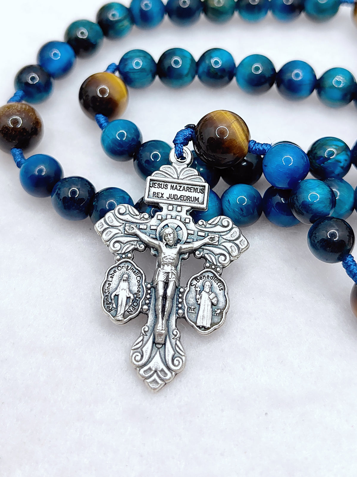 St Michael Heavenly Defense Tiger Eye Rosary