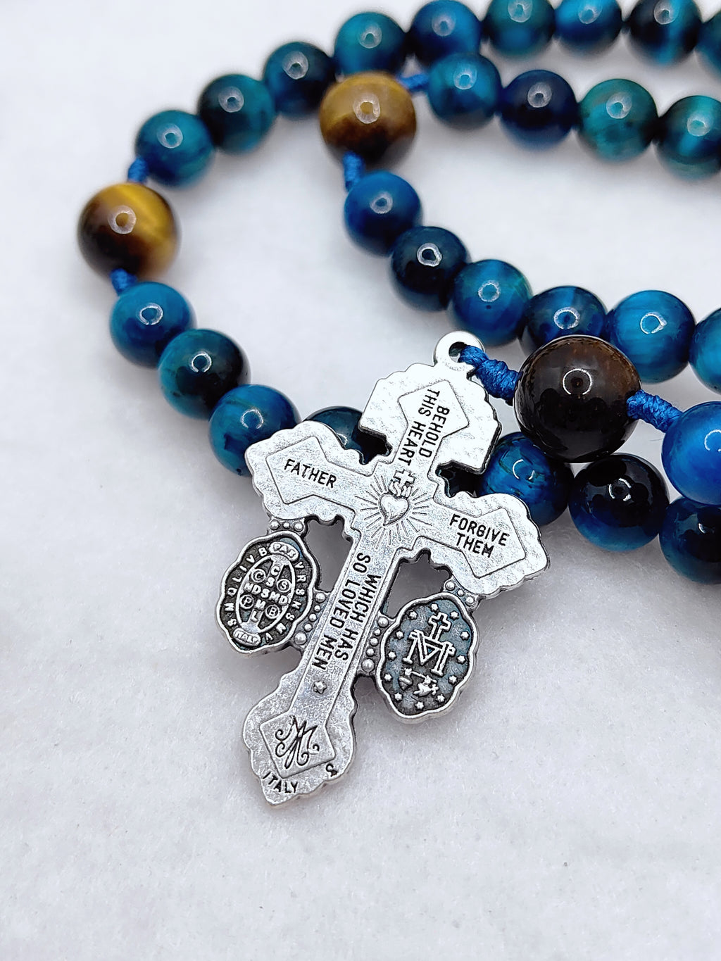 St Michael Heavenly Defense Tiger Eye Rosary