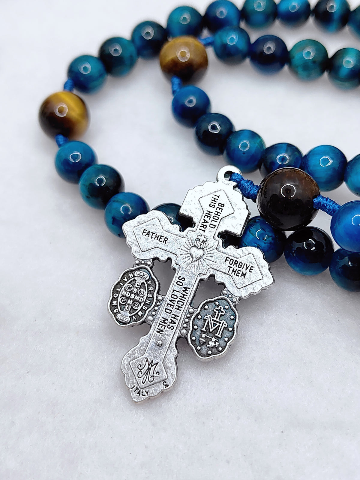 St Michael Heavenly Defense Tiger Eye Rosary