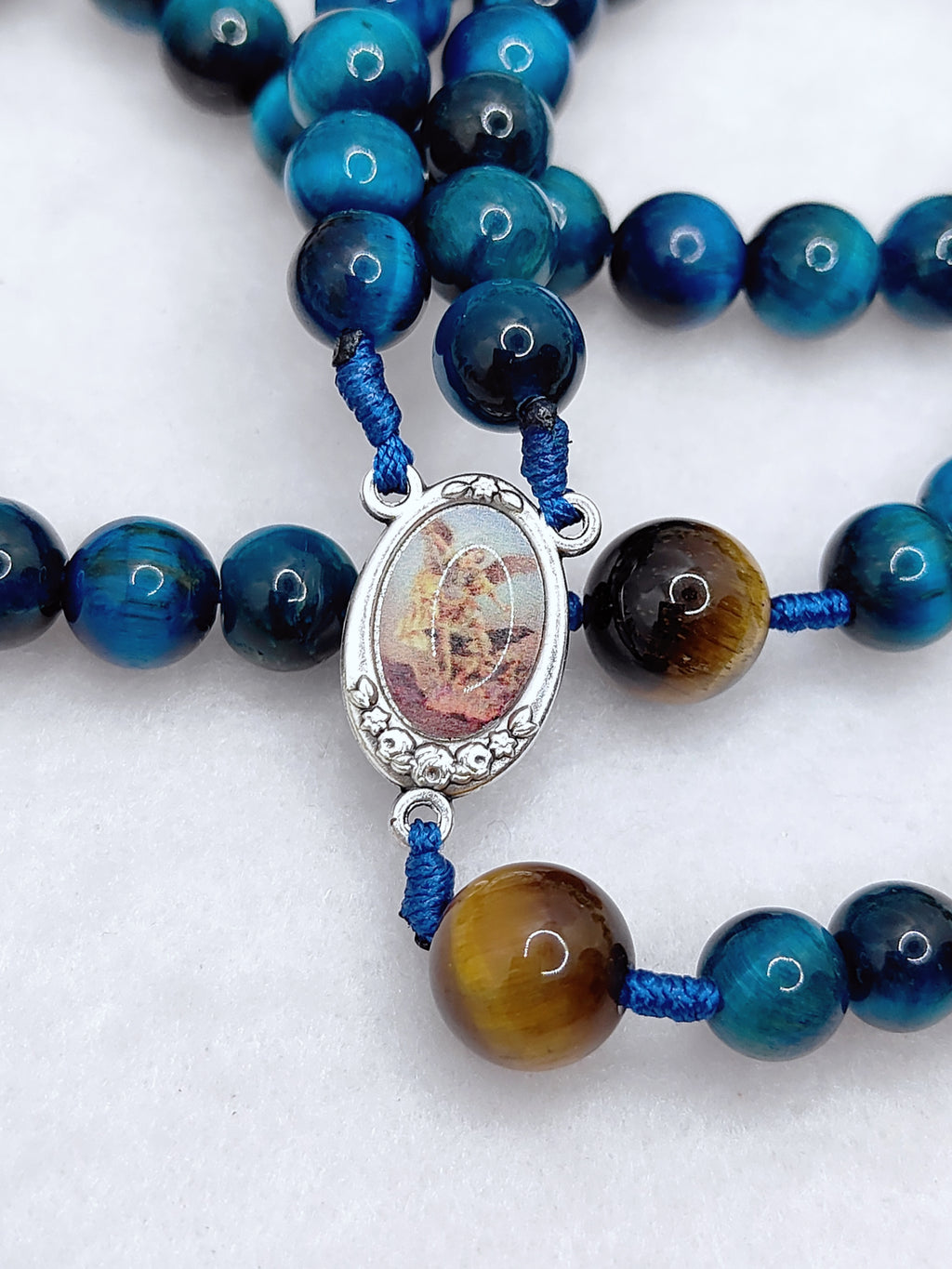 St Michael Heavenly Defense Tiger Eye Rosary