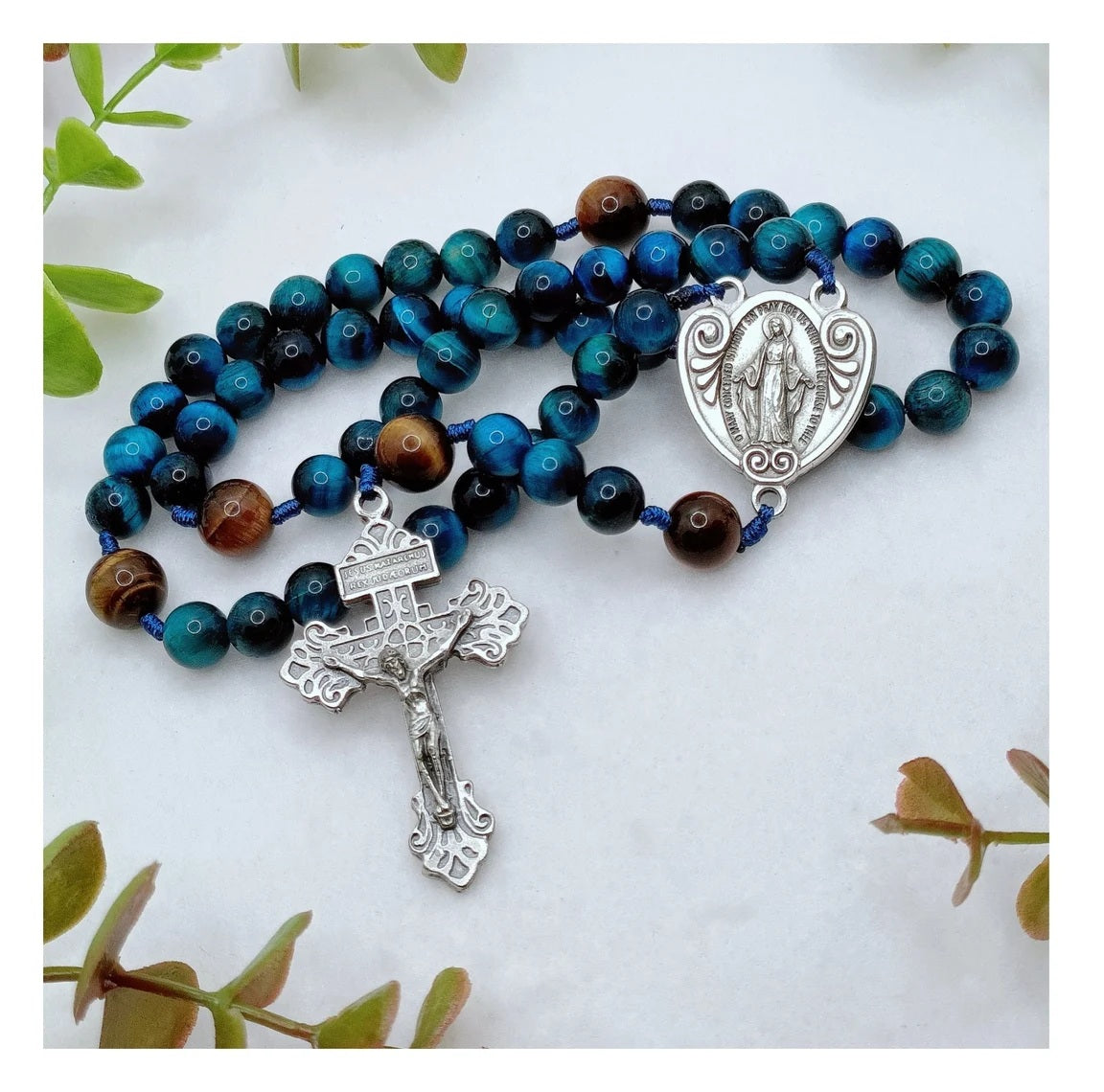 Strength & Faith Tiger Eye Rosary