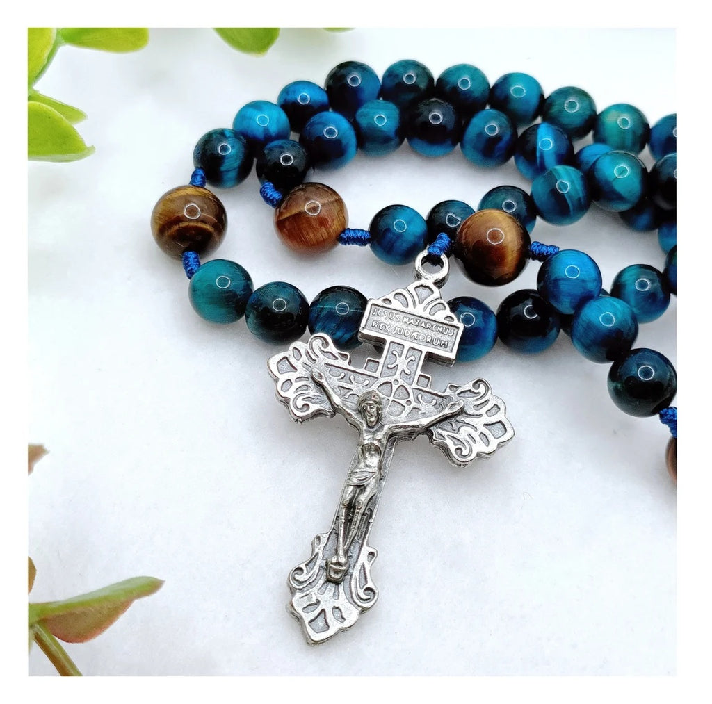 Strength & Faith Tiger Eye Rosary