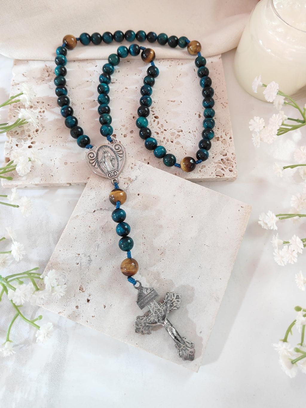 Strength & Faith Tiger Eye Rosary