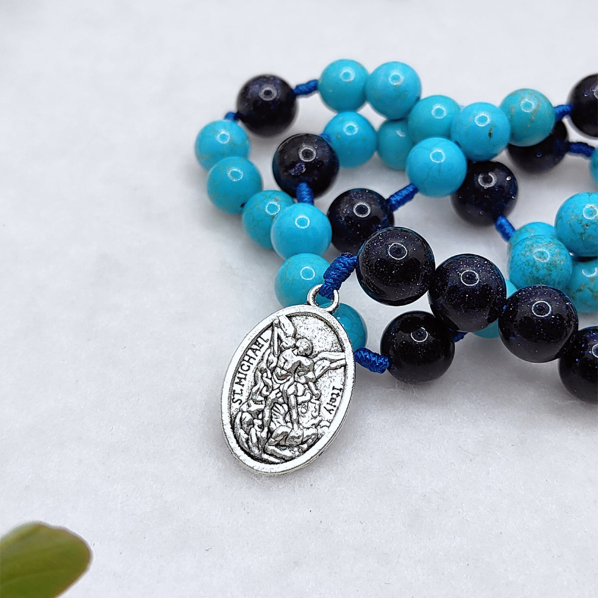 St Michael Chaplet Blue Turquoise Rosary