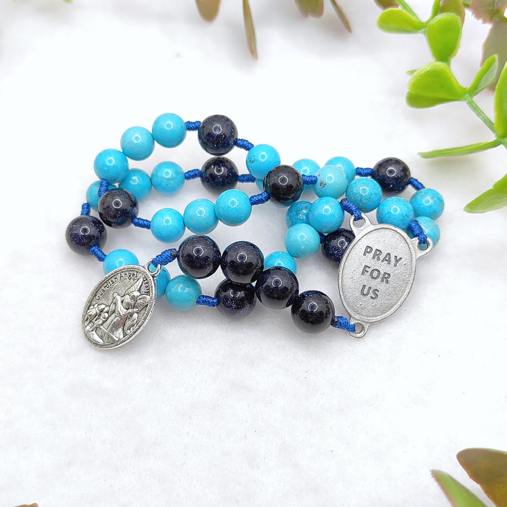 St Michael Chaplet Blue Turquoise Rosary