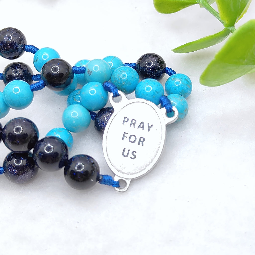 St Michael Chaplet Blue Turquoise Rosary