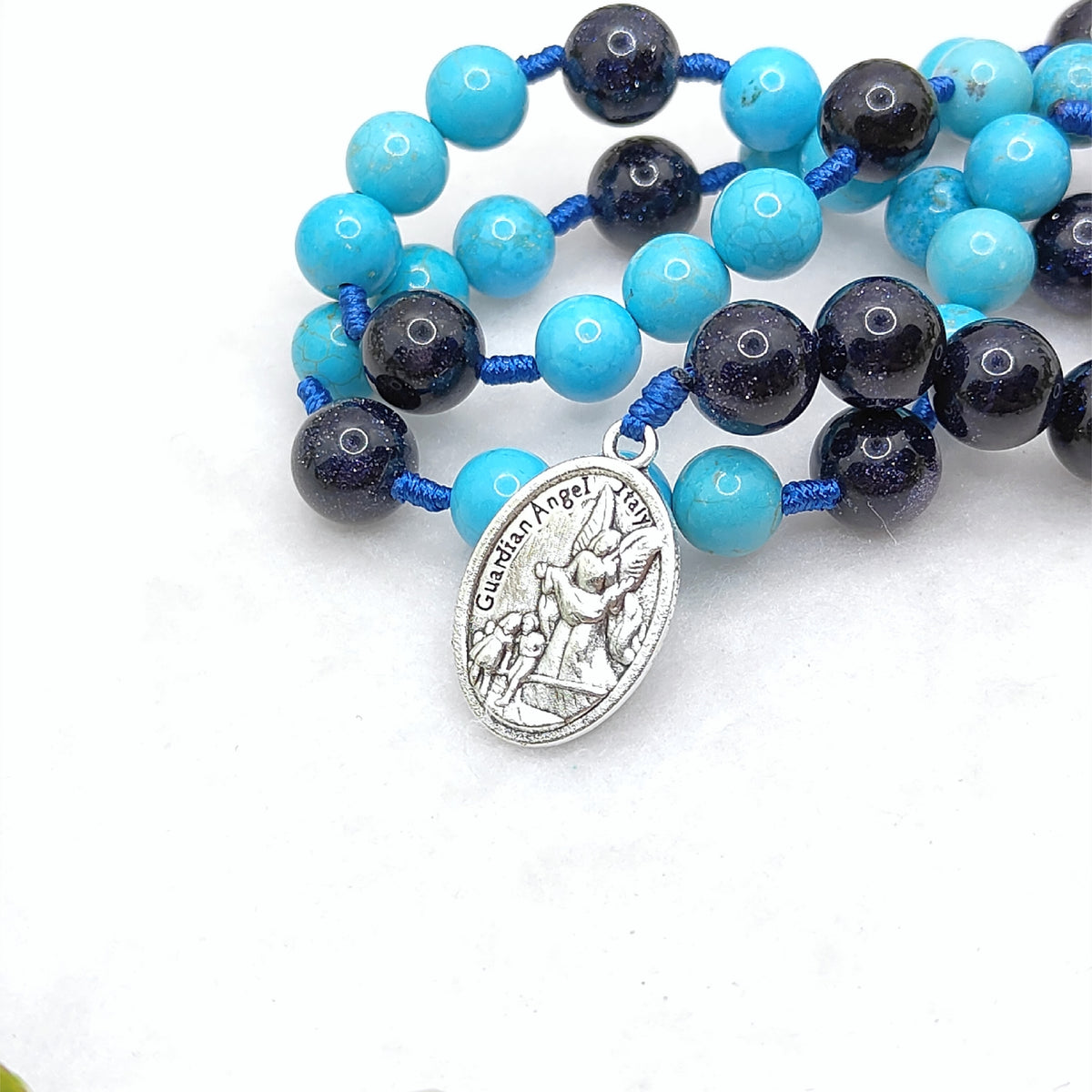 St Michael Chaplet Blue Turquoise Rosary