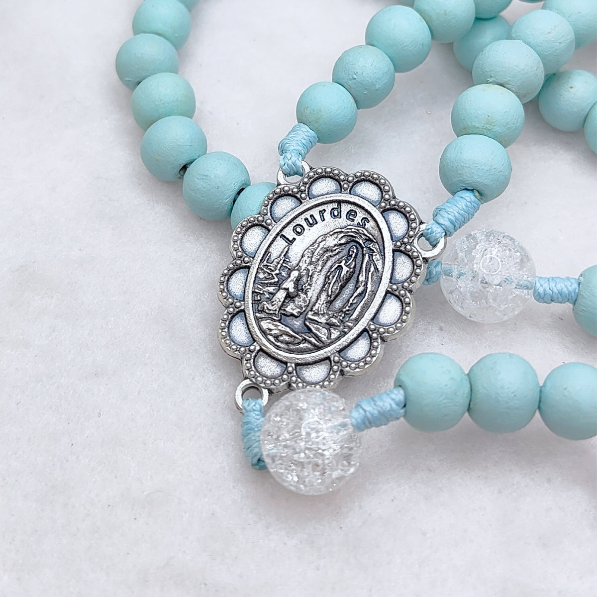 Our Lady of Lourdes Blue Wood Rosary